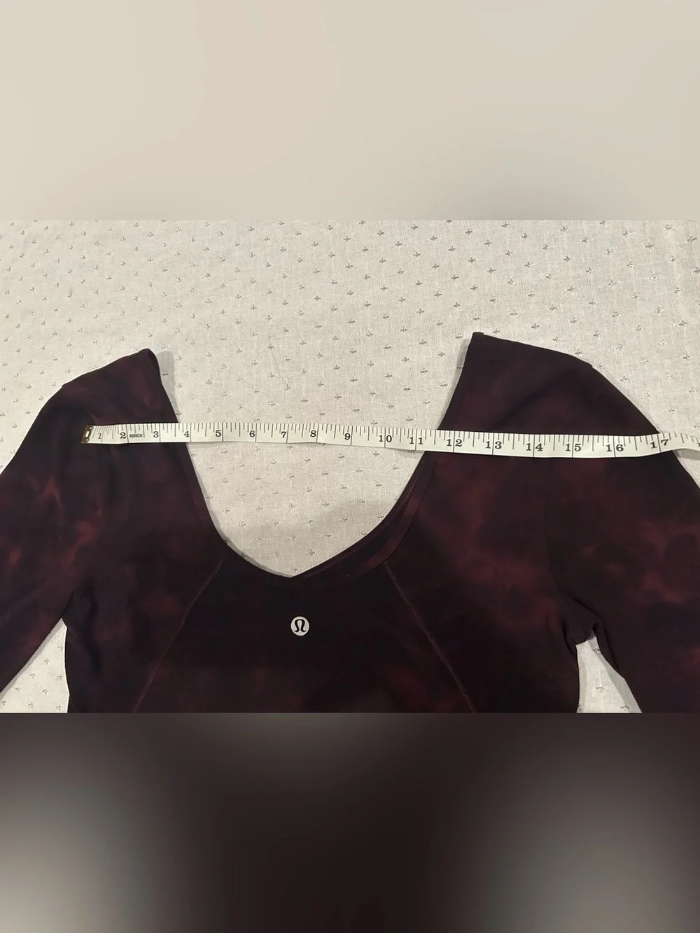lululemon athletica Women's Long Sleeve Crop Top in Deep Wine Tie-Dye
